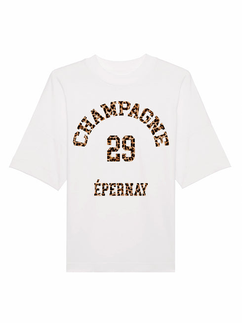 Crewneck Oversized T-shirt Champagne Epernay Leopard
